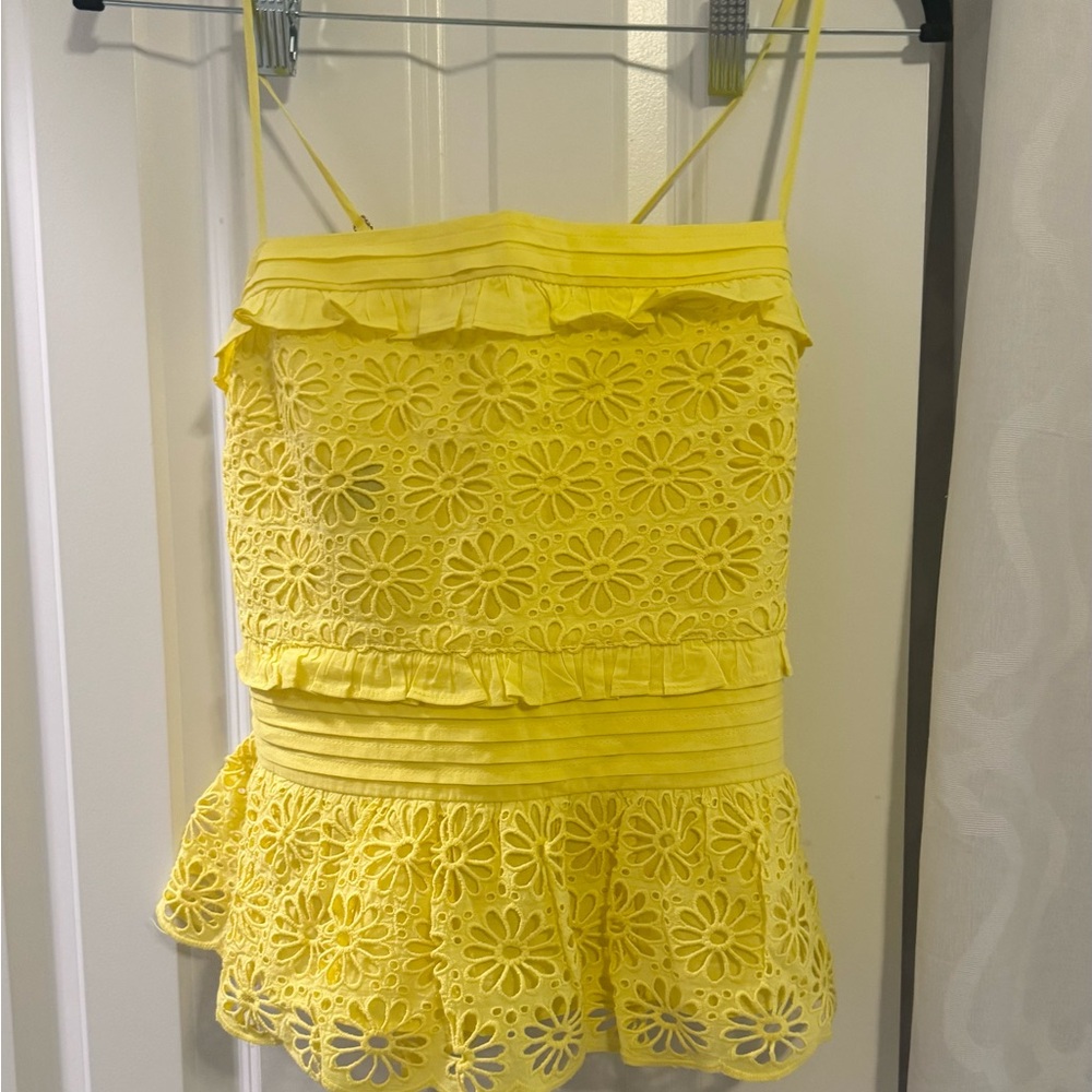 Yellow J Crew Eyelet top